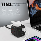 7 - in - 1 Charging Station Power Strip with 3 AC Outlets & 4 - Port USB Fast Charger (2 USB - C), 2 Meter Cord - Zyler