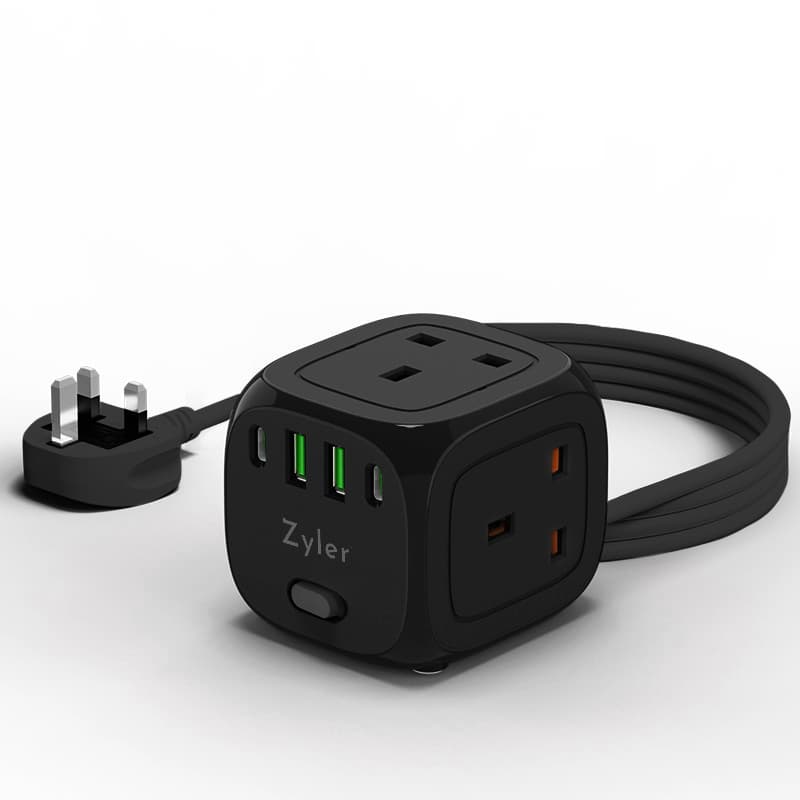 7 - in - 1 Charging Station Power Strip with 3 AC Outlets & 4 - Port USB Fast Charger (2 USB - C), 2 Meter Cord - Zyler