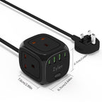 7 - in - 1 Charging Station Power Strip with 3 AC Outlets & 4 - Port USB Fast Charger (2 USB - C), 2 Meter Cord - Zyler