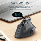 Zyler Ergonomic Vertical Mouse - Wireless Tri - Mode, Dual - Wheel, OLED Display - Zyler